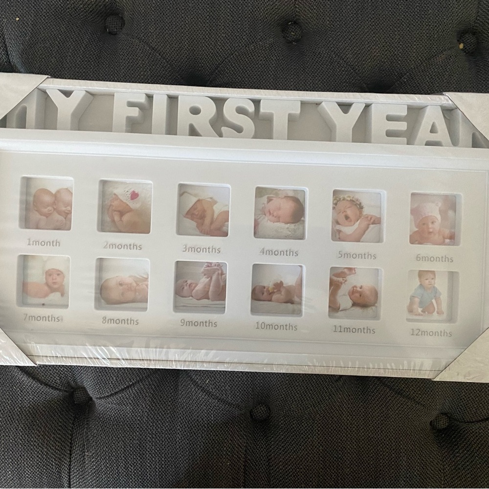 White Baby's First Year Photo Frame